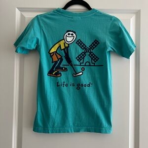Life Is Good SS T-Shirt Short Sleeve Tee Golf Youth M Graphic Design
